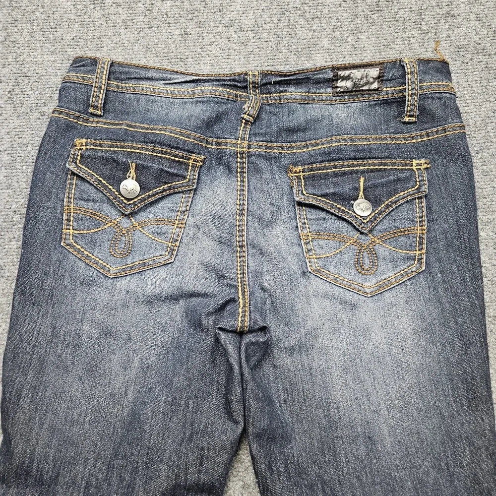 Earl Jean Blue Flare Jeans Womens‎ 7 Dark Wash Stretch Denim Bootcut Y2K Style